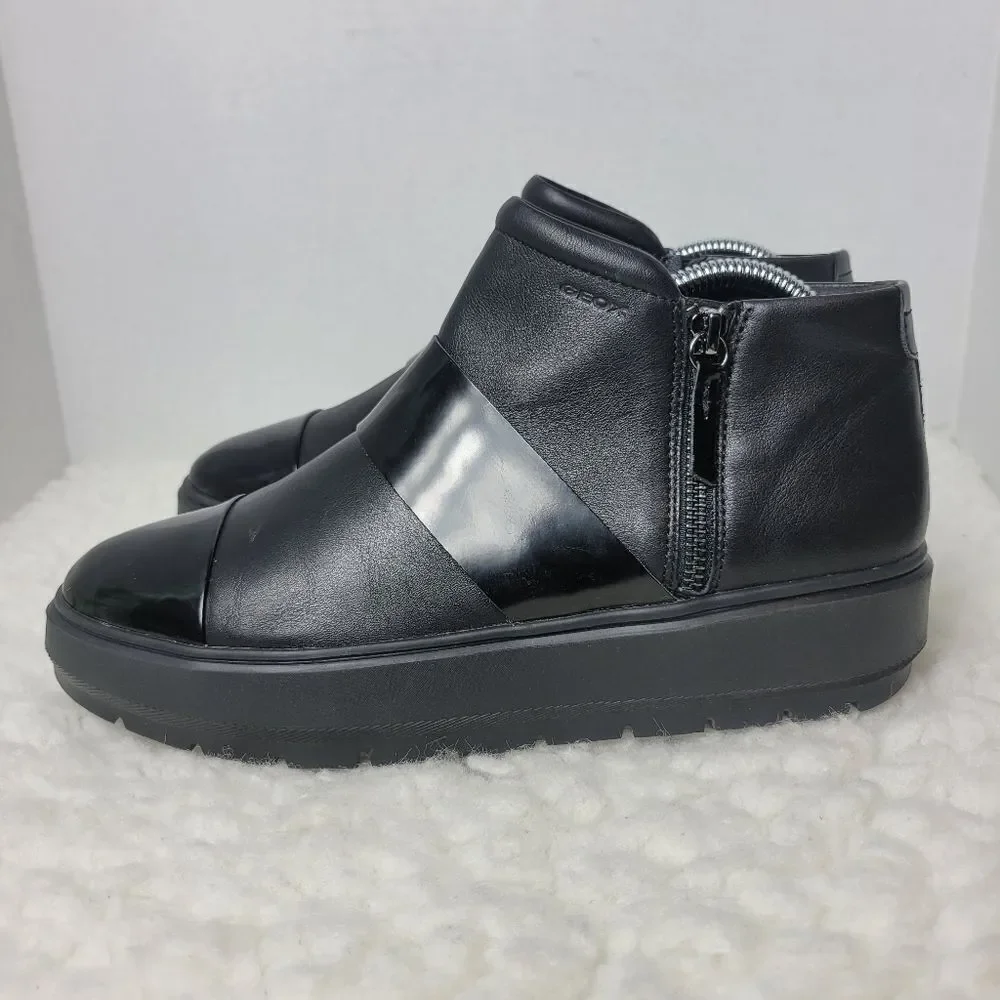 Geox Respira  Kaula Women's Size 9.5 Black Leather Sneaker Shoes